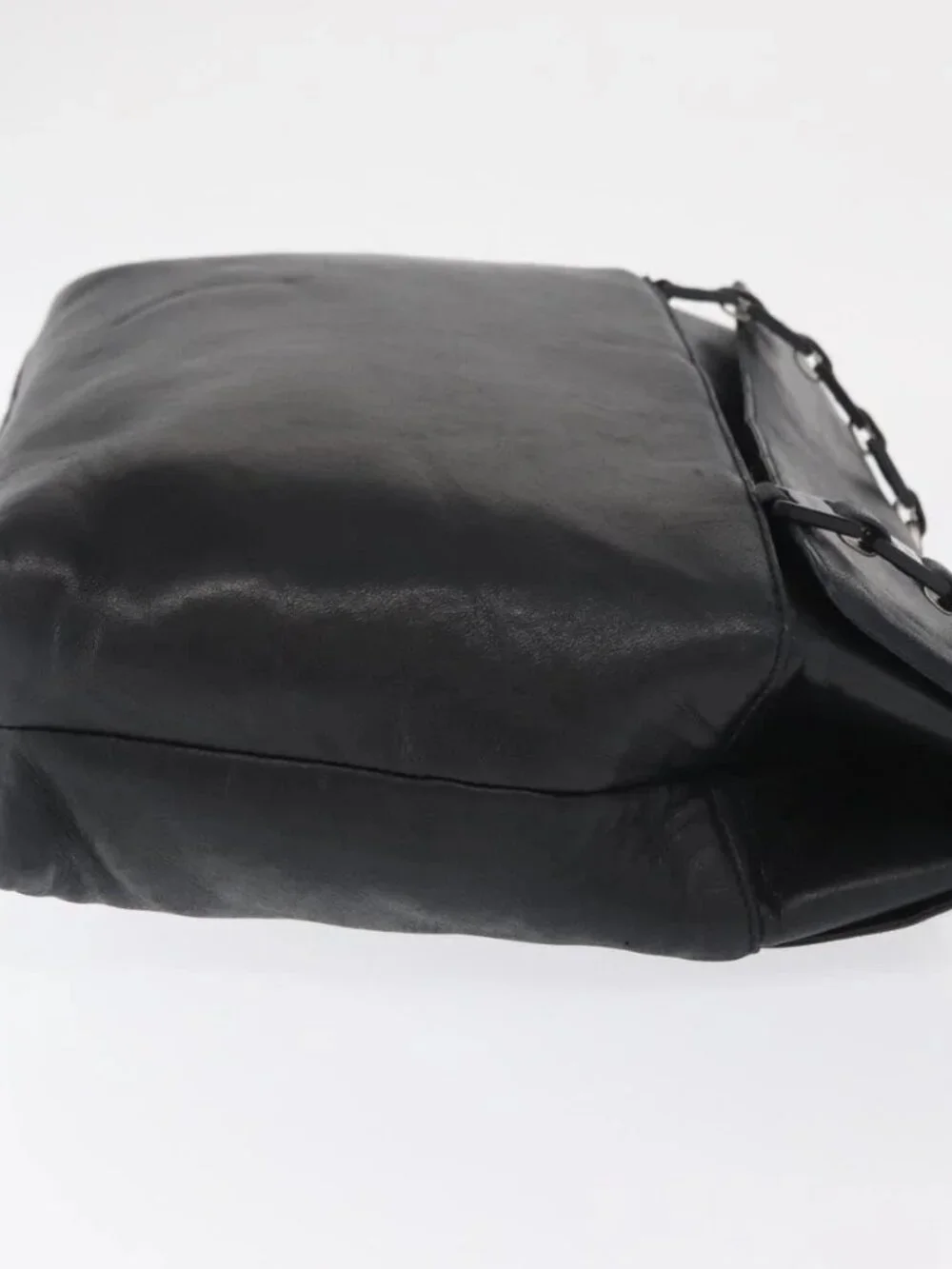 Salvatore Ferragamo Shoulder Bag Leather Black Silver Auth bs32241